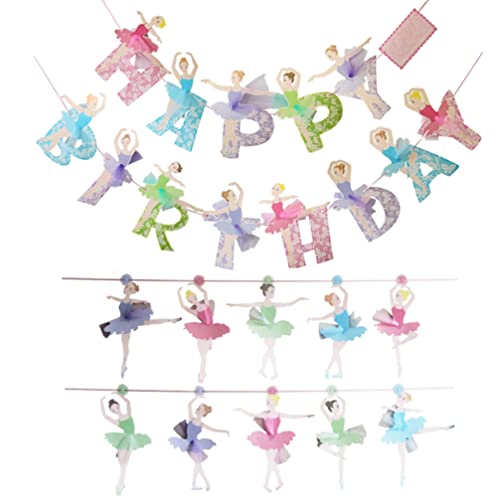 Abaodam 2 Sätze Ballerina-mädchen Ballerina Geburtstag Ballerina-Girlande Alles Zum Geburtstag-Banner Girlande Für Ballettmädchen Girlanden Tanzende Latté Kleinkind Dreidimensional von Abaodam