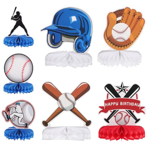 Abaodam 2 Sätze Baseball-wabenball Baseball- Baseball-waben-herzstück Handwerkliches Festival-wabendekor Tischdekoration Für Den Haushalt Baseballbasen Ornamente Schläger Karton von Abaodam