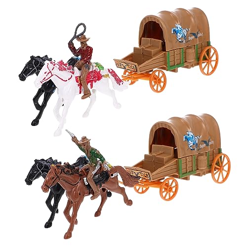 Abaodam 2 Sätze Cowboy-Modell-Spielzeug Jungenspielzeug Cowboy-Kultur-Sammlung Kinderspielzeug Tischdekoration Schmücken Minispielzeug für Kinder Western-Kutschenspielzeug Tischwagendekore von Abaodam