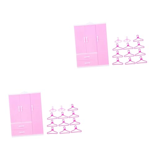 Abaodam 2 Sätze Mini-Kleider Schrank Mini-kleiderhalter Miniatur Kleiderschrank Miniatur-Puppen-kleiderbügel Schrank Kleiderschrank Miniatur-puppenhaus Kleidung Europäischer Stil Plastik von Abaodam