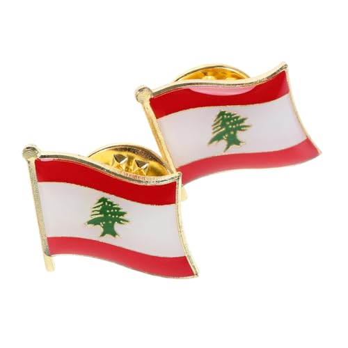 Abaodam 2 Stück Fahnenbrosche Schal reisen Rucksack patriotisch für Deutsche Nationalflagge Pin Nationalflagge Anstecknadel Libanon-Flaggen-Pin Libanon-Brosche Libanon-Pin Legierung von Abaodam