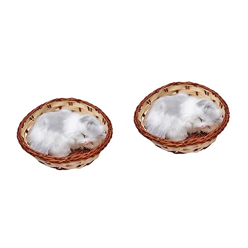 Abaodam Katzen Lebensecht 2 Stück Geburtstagsgeschenk Tischdekoration Plüschtier Simulation Korb Katze Lustige Desktop-Dekoration Ausgestopfte Katze Klein Abaodam Katzen Lebensecht 2 Stück Geburtstagsgeschenk Tischdekoration Plüschtier Simulation Korb Katze Lustige Desktop-Dekoration Ausgestopfte Katze Klein von Abaodam