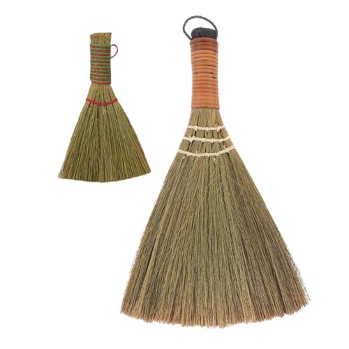 Abaodam 2 Stück Miscanthus Kleinbesen Strohbesen Handbesen Bürste Weicher Tragbarer Schneebesen Mini Kehrbesen Mini Besen Naturbesen Miniatur Natur Handbesen Dekorativer Besen von Abaodam