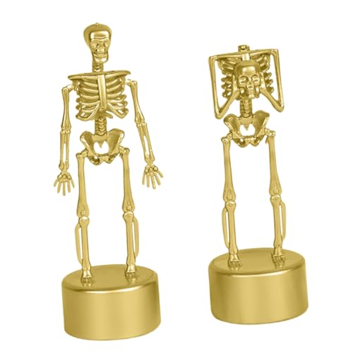 Abaodam 2 Stück Schädelstand-Trophäe Halloween-Party-Versorgung Goldene Skeletttrophäe Figur halloween party halloween dekoration halloween masken Halloween-Maske Halloween-Wohndekoration von Abaodam