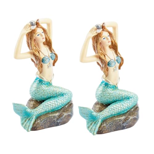 Abaodam 2 Stück Teiliges Mermaid Statue aus Robustem Harz Realistische Aquarium deko Lebensechte Meerjungfrau Figuren Vielseitig für Fischbecken Teich und Wohnraum Detailreiche von Abaodam