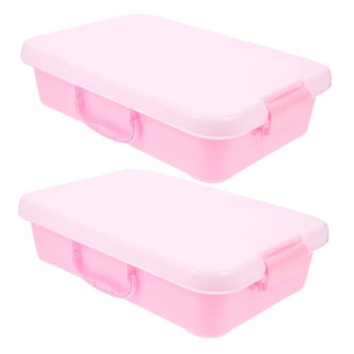 Abaodam 2 Stück Tragbare Sandkiste sensorisches Tablett Für Kleinkinder mit Deckel Spielzeugaufbewahrung Sandbehälter für Unterhaltung Abs Rosa von Abaodam