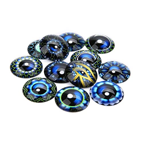 Abaodam 20 Stück Flecken DIY Glasflicken Schmuckaufnäher Schmuckmaterial selber Machen runder Cabochon aus Glas Edelsteine ​​Glasaufkleber Blue von Abaodam