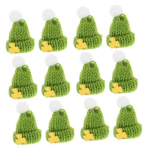 Abaodam 20 Stück Mini-Entenhut Kleines Hut Set Kleine Hut Dekorationen Weihnachtsminiaturen zum Basteln Kleiner Hut Kostüm für Hamster Puppenhüte winzige Wintermützen Mini-Hüte Garn Green von Abaodam