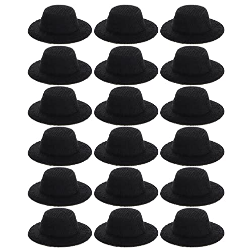 Abaodam 20 Stück Mini-Hut Miniatur-Filzhüte Puppenkleidung und Accessoires Strohhut Puppenhüte Dolls for doll Hair formelle Mini-Hüte für Puppen Schwarze Formale Minihüte Stoff Black von Abaodam