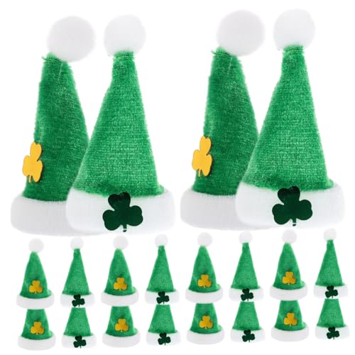 Abaodam 20 Stück Mini-Klee-Ornamente Kappen St. Patricks Day Mini-Hut doll Accessories Puppen Accessoires weihnachtsmütze Kleider Miniatur-Wichtelmützen Exquisite Puppenhüte Plüsch von Abaodam