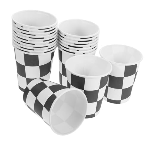 Abaodam 20 Stück Racing Party Cup Party zubehör partyzubehör - Papierbecher Schwarze Tassen Getränkebecher mit Zielflagge Kinderbecher Racing Party Teetassen festliches Geschirr aus Papier von Abaodam