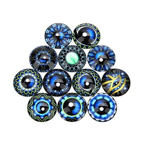 Abaodam 20 Stück Schmuckaufnäher DIY Glasflicken runder Cabochon aus Glas Schmuckmaterial selber Machen Flecken Edelsteine ​​Glasaufkleber Blue von Abaodam
