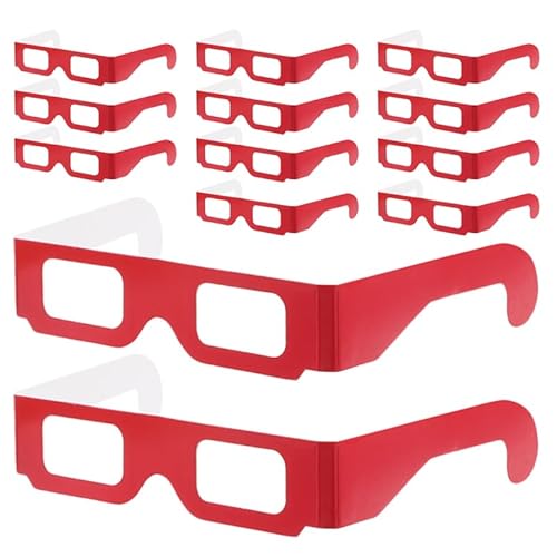 Abaodam 20st Feuerwerksgläser Filmbrille Neuartige Brillen Weihnachts- Weihnachtsfoto-Requisite Neon-beugungsbrille Weihnachtsfeiertagsbrille 3D-Brille Für Filme Rot Papier von Abaodam