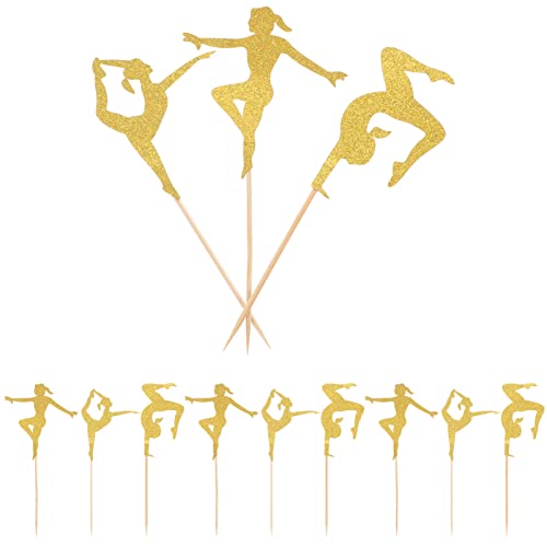 Abaodam 24 Stück Glitzer-Gymnastik-Cupcake-Topper Gymnastik-Mädchen-Kuchentopper Gymnastik-Thema Cupcake-Picks Babyparty-Mädchen-Geburtstagsparty-Zubehör von Abaodam