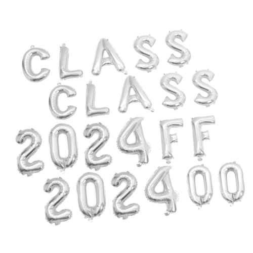 Abaodam 2Sätze Abschlussdekorationen Luftballons Silberne Class Of Ornamente für Graduationsfeiern Einfache Handhabung für Innen und Außendekoration von Abaodam