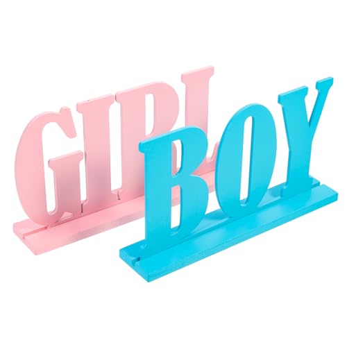 Abaodam Gender Reveal Set 2 Stück Holz Tischschild Baby Dekorationen von Abaodam
