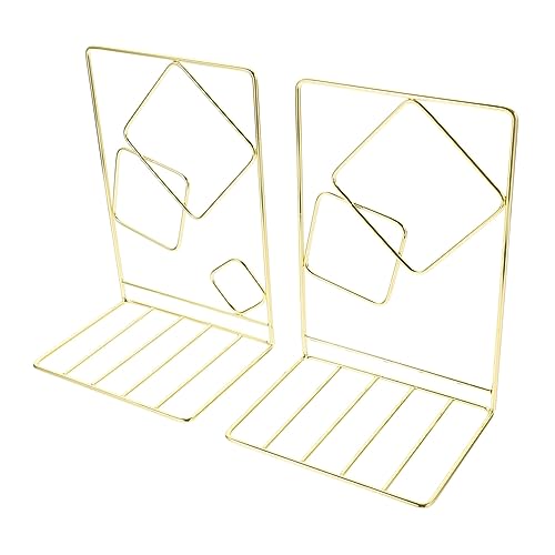 Abaodam 2Stücke Metall Buchstützen Geometrischem Design Dekorative Buchhalter für Schreibtisch Wohnzimmer und Büro für Bücherregale und Aufbewahrung von Abaodam