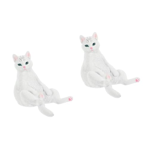 Abaodam 2st Weißes Katzenmodell Mädchenspielzeug Desktop-Dekoration Lebensechte Katzenfigur Falsches Katzendekor Katzenverzierung Für Den Tisch Plastik Geschenk Schreibtisch Kind von Abaodam