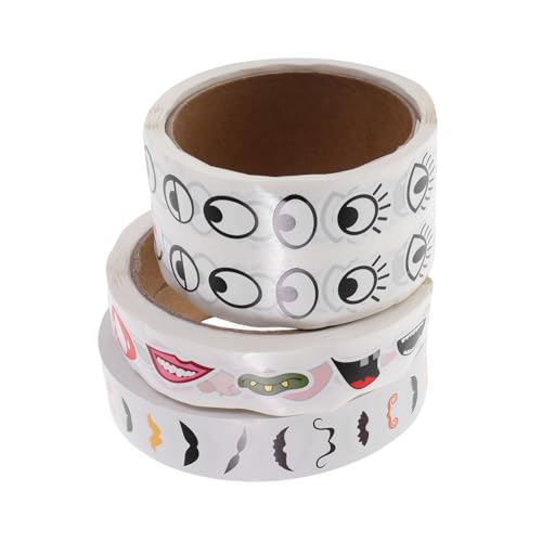 Abaodam 3 Rollen Papier Aufkleber mit Augen Mund Bart Motiven Selbstklebende Sichere DIY Sticker für Scrapbooking Party Deko und Kreative Bastelprojekte Abaodam 3 Rollen Papier Aufkleber mit Augen Mund Bart Motiven Selbstklebende Sichere DIY Sticker für Scrapbooking Party Deko und Kreative Bastelprojekte von Abaodam