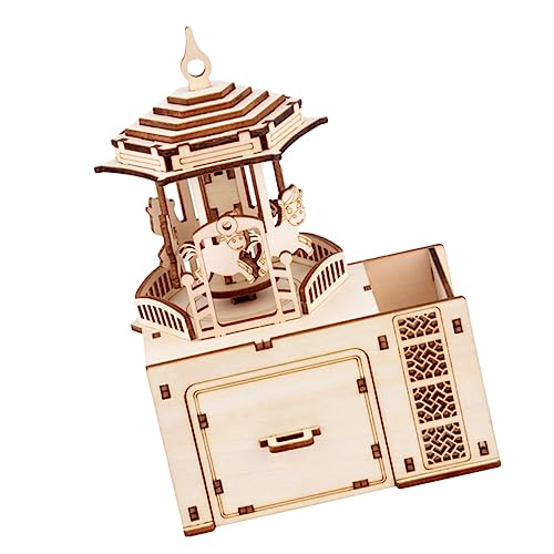 Abaodam 3 Sätze Holzspielzeug 3D-Puzzle-Montagespielzeug rustikale Holzfiguren Kinderspielzeug Bookshelf Decor Geschenke Weihnachtssto Puzzle-Spielzeug aus Holz Holzpuzzle hölzern Musikbox von Abaodam