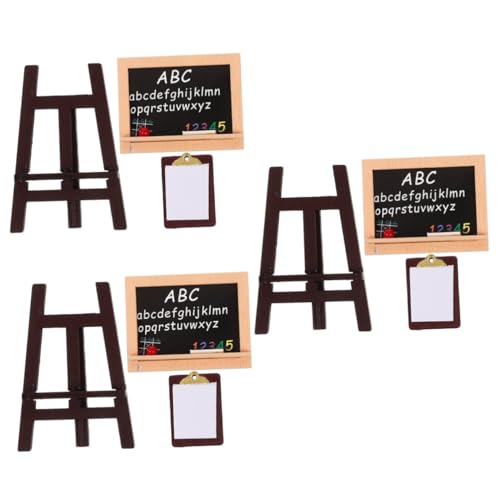 Abaodam Lieferungen 3 Sätze Mini-staffelei Miniaturmöbel Mini-zwischenablage Tragbares Board-Modell Miniaturtafel Hintergrund-Requisite Modelle Hölzern Kind Schreibtisch Zeichenbrett von Abaodam