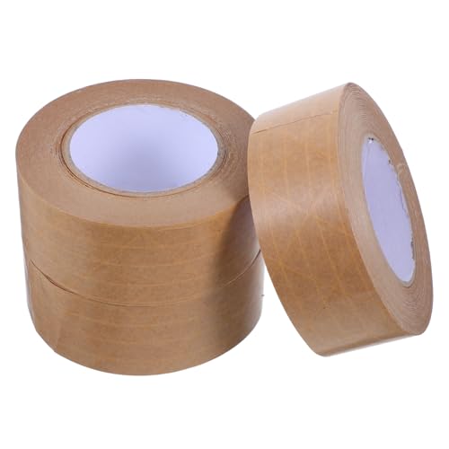 Abaodam 3 Stück Braunes Kraftpapier Klebeband Verstärktes Wasseraktiviertes Paketband Starkes Klebeband für Sicheres Verpacken Versenden Lagern ohne Wasseraktivierung von Abaodam