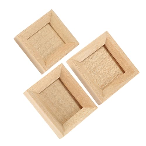 Abaodam 3 Stück Miniatur Bilderrahmen Teilig aus Holz Handgefertigte Mini Dollhouse Möbel DIY Fotohalter für Puppenhäuser Präzise Gefertigt für Kreative Bastelprojekte und von Abaodam