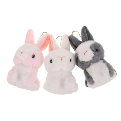 Abaodam 3 Stück Plüsch Mini Hasen Schlüsselanhänger und Niedlich Vielseitig als Rucksack Anhänger und Wohnaccessoire und Stocking Stuffer für Schule und Geburtstag von Abaodam