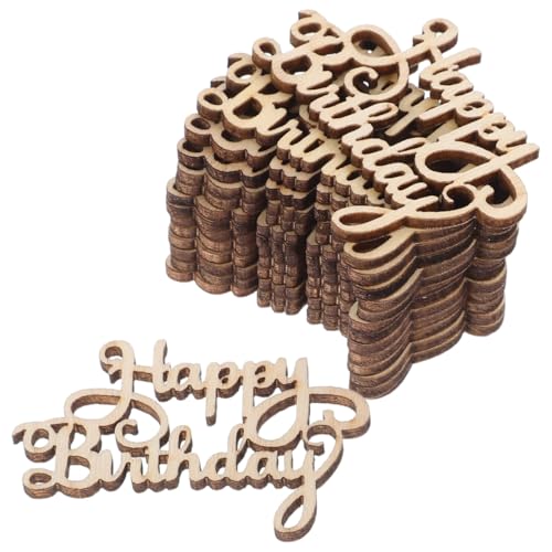 Abaodam 30 Holzteller, Worte für Holzausschnitte, Tisch, Geburtstag, Fototeller, Ornamente, Happy Birthday, Holzstück, Dekoration, Holzstück für Geburtstag, Party, Heimversammlung von Abaodam