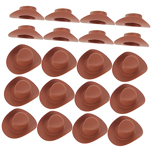 Abaodam 30 Stück Mini Cowboyhüte Teiliges Austauschbare DIY Puppenhüte für Kreative Bastelprojekte Dekoration für Puppenhäuser und Kuchen Braune Miniaturhüte von Abaodam