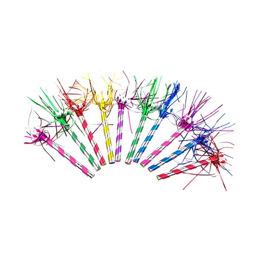 Abaodam 30 Stück Quastenstreifen Blowouts Lametta Krachmacher jubeln Vorabend Dekoration pfeife party Trillerpfeifen Set fun toy pfeifen bunte Pfeife Plastik von Abaodam