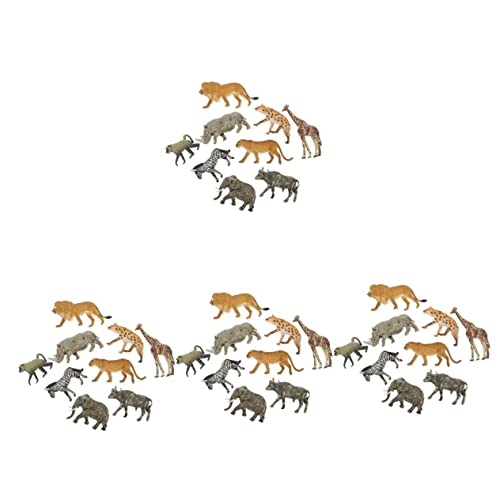 Abaodam 36 STK Afrikanische Tiermodelle Tierskulpturen Wildtiermodelle Wildes Tierornament Löwenfiguren Dschungeltierfiguren Tiere Tortenaufleger Waldtierfiguren Südafrika Büffel Plastik von Abaodam