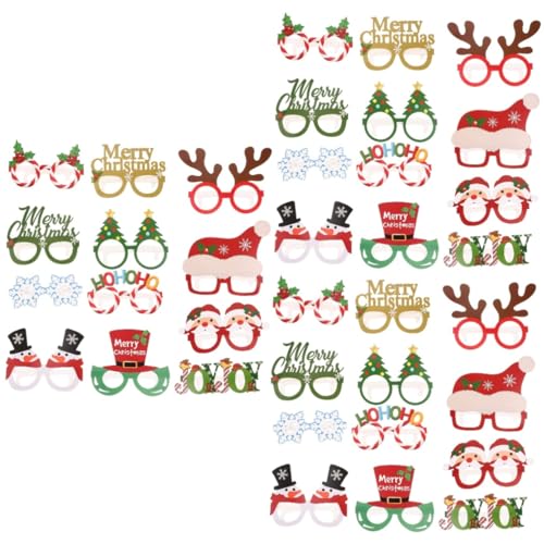 Abaodam 36 Stk Weihnachtspapier-Brillenrahmen Weihnachtsgeweihbrille Weihnachtsglitzerbrille Weihnachtsdekorationen Gläser Weihnachtsbrillenrahmen Party-Brillengestell einzigartig Maske von Abaodam