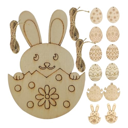 Abaodam 36 Stück Ostereier Ornament Urlaub Bausätze Dekorationen Unfertige Holzspäne Leere Holzscheiben Osterhandwerksvorräte Graffiti- Für Osterei Aus Holz Hölzern Beige von Abaodam