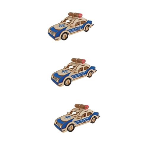 Abaodam 3St Holzpuzzles Spielzeug Holzspielzeug Lernspielzeug für Kinder holzbausatz holzkit Spielset aus Holz Rätsel Puzzles aus Holz Holzpuzzle für Kinder schneiden Polizeiauto 3D von Abaodam