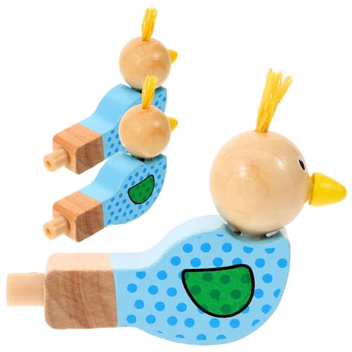 Abaodam 3St Vogelpfeife aus Holz Stielspielzeug Babyspielzeug Partyartikel für Cartoon-Pfeife- Holzpfeifenspielzeug für lautes Pfeifen Spielzeugpfeifen hölzern Blue von Abaodam