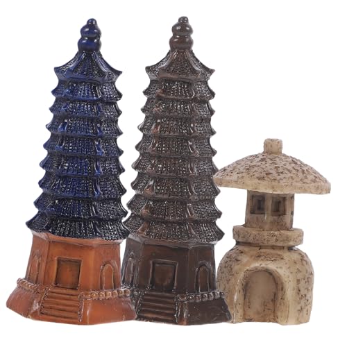 Abaodam 3st Wenchang-turmmodell Chinesisches Feng Shui Miniatur-Turm-Ornament Kleine Japanische Pagode Turm Figur Turmornament Aquarienpavillons Turmfigur Deko Drinnen Harz Souvenir Reisen von Abaodam