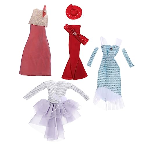 Abaodam 4 Sätze Teiliges Puppenabendkleid Kleidung für Puppen Sicheres Material ohne Geruch für Kreative Rollenspiele und Frühe Bildung von Abaodam