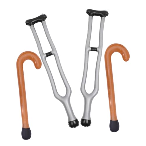 Abaodam 4 Stück Aufblasbare PVC Gehhilfen Realistische Krücken Leicht Langlebig Cosplay Bühnenrequisiten Party Deko Kostüm Zubehör für Karneval und Verkleidung von Abaodam