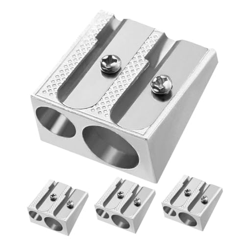 Abaodam 4 Stück Bleistiftspitzer Handspitzer Skizzierstiftschärfer Bleistiftschärfer für Schulhandbuch Buntstiftspitzer für Masse Aluminiumlegierung Silver von Abaodam