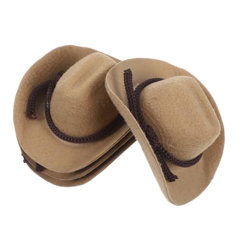 Abaodam 4 Stück Mini Cowboyhut Miniatur Westernhut Kuhhut Miniatur Kollektion Puppenhüte Winzige Hüte Cowboyhüte Dekorativer Bastelpuppenhüte Beige von Abaodam