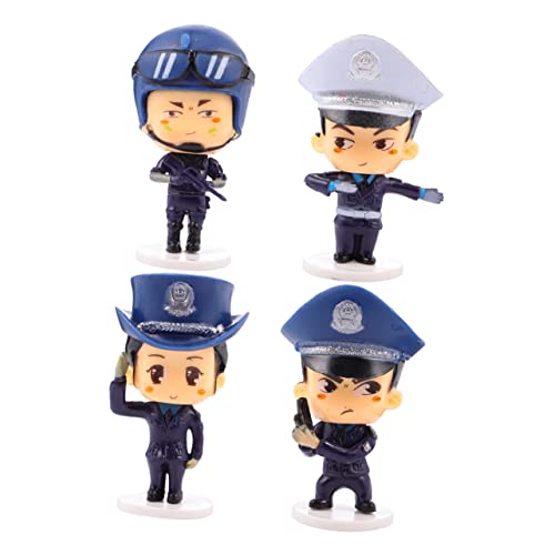 Abaodam 4 Stück Polizei Figuren Teilig Cartoon Deko Tortendeko für Kindergeburtstag Langlebige Cake Topper mit Lebendigen Farben Party Supplies für Jungen und Mädchen Wiederverwendbar und von Abaodam