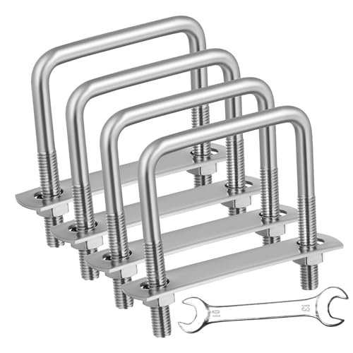 Abaodam 4 Stück Schraubenschlüsselsatz edelstahlschrauben Robuster U-Bügel Vierkantschrauben U-Bolzen mit quadratischer Biegung Quadratische U-Klemme du klemmst Rostfreier Stahl Silver von Abaodam