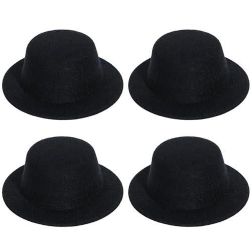Abaodam 4 Stück Schwarze Formelle Mini-Hüte Miniatur-Puppenhüte Bastel-Haar-Accessoires von Abaodam