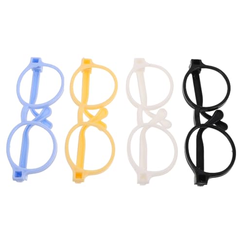 Abaodam 4 Stück Spielzeugzubehör Puppenzubehör Puppe verkleiden Zubehör Brillengestell zum Anziehen der Puppe Puppenbrille Brillengestell für Mini-Puppen Brille Plastik von Abaodam