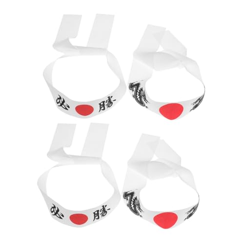 Abaodam 4 Stück Stirnbänder für Teiliges Japanisches Design Verstellbar für Karate Training und Partys Kreatives Zubehör für Sushi Themenfeiern von Abaodam