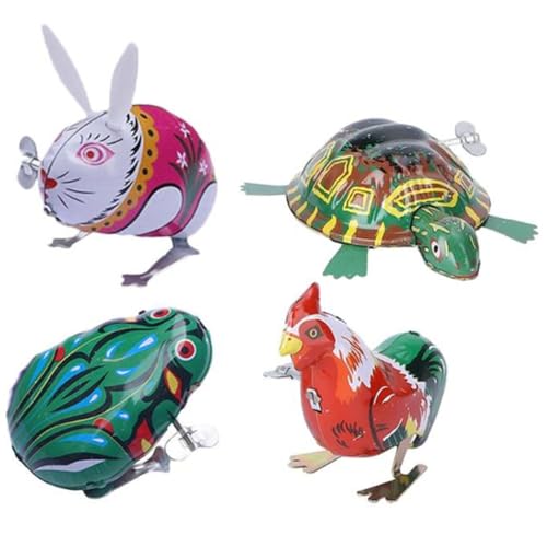 Abaodam 4 Stück Teiliges Aufziehspielzeug aus mit Springenden Tiermotiven Bunte Retro Wind Up Spielzeuge als Pädagogisches Kinderspielzeug als Party Mitgebsel und für Kleinkinder von Abaodam