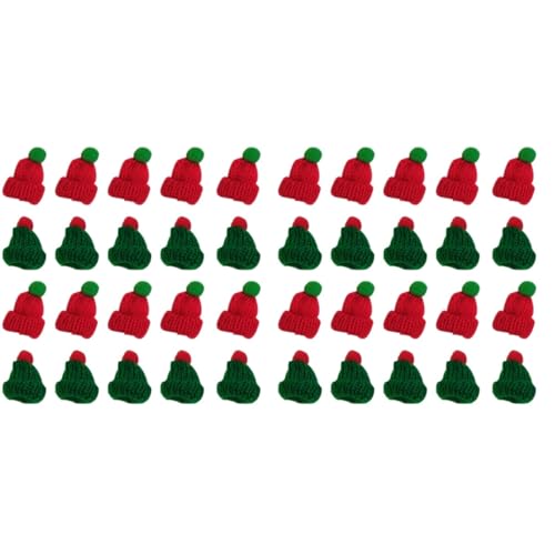 Abaodam 40 Stk Mini-mütze Mini-weihnachtsstrickmützen Zum Basteln Diy Kunst- Und Bastelhut Weihnachtsfeier Gefallen Kleine Gestrickte Weihnachtsmütze Strickgarn Weihnachtsbaum Partyhut von Abaodam