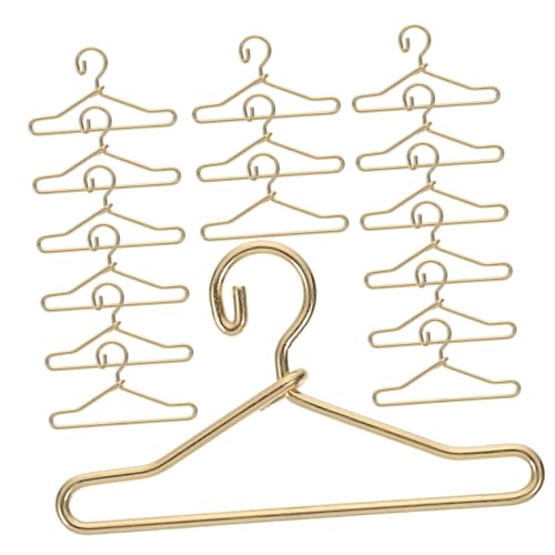 Abaodam 45 Stück Teiliges Miniatur Metall Puppen Kleiderbügel Goldfarbig Kompakt Leicht für Puppenhaus Kleidung Tops Hosen und Kleider Platzsparend für Puppenhausmöbel Zubehör von Abaodam
