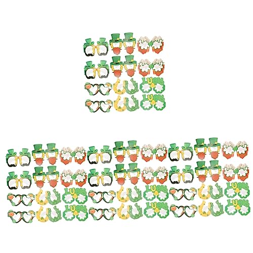 Abaodam 48 Stk irische Brille St. Patricks Day Foto Requisiten kreative Papierbrille Kleeblatt Geschenke das Geschenk bunte Papiergläser Brillen-Requisiten bilden schmücken Zubehör Kind von Abaodam